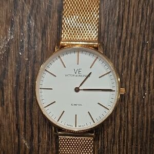 Victoria Emerson Gold Mesh Strap Watch